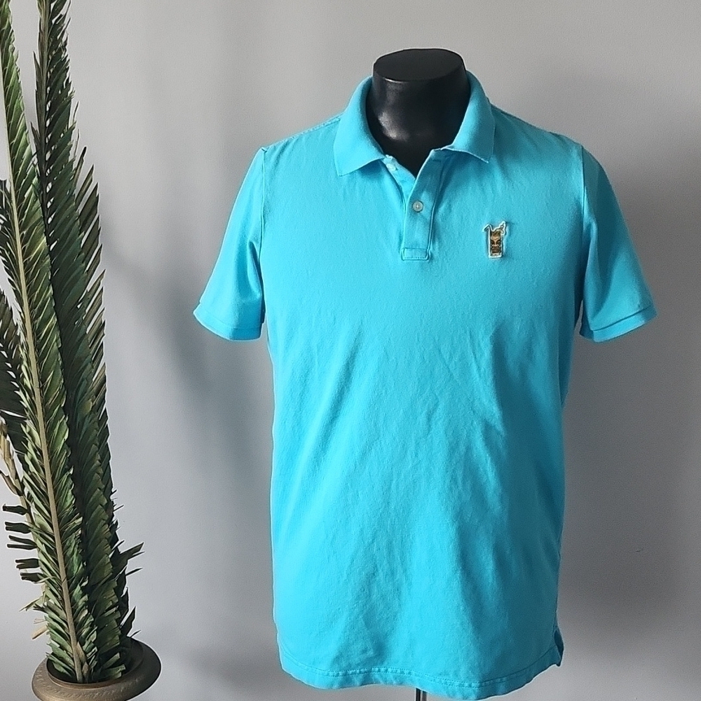 American Eagle Classic Fit turquoise polo with Tiki applique Size: MT